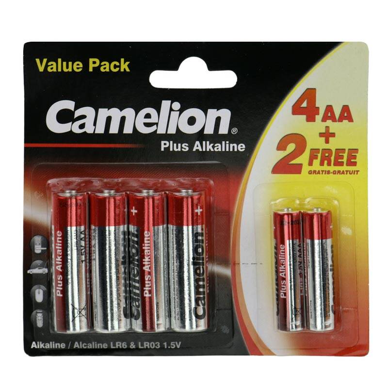 خرید پک ۲+۴ باتری قلمی و نیم قلمی Camelion Puls Alkaline LR6+LR03