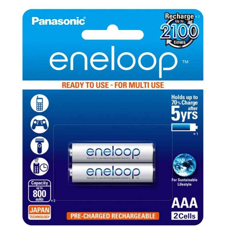 خرید باتری ۲ تایی نیم قلمی شارژی Panasonic Eneloop BK-4MCCE