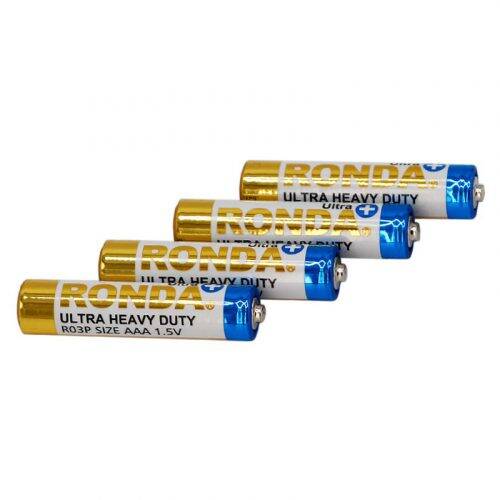 خرید باتری چهارتایی نیم قلمی Ronda Ultra Plus Heavy Duty AAA R03P بسته ۴۰ عددی