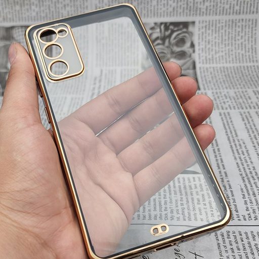 قاب گوشی Galaxy S20 FE سامسونگ طرح الکتروپلیتینگ ژله ای شفاف Unique Case محافظ لنز دار مشکی