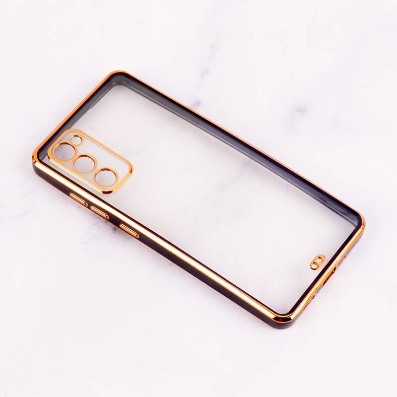 قاب گوشی Galaxy S20 FE سامسونگ طرح الکتروپلیتینگ ژله ای شفاف Unique Case محافظ لنز دار مشکی