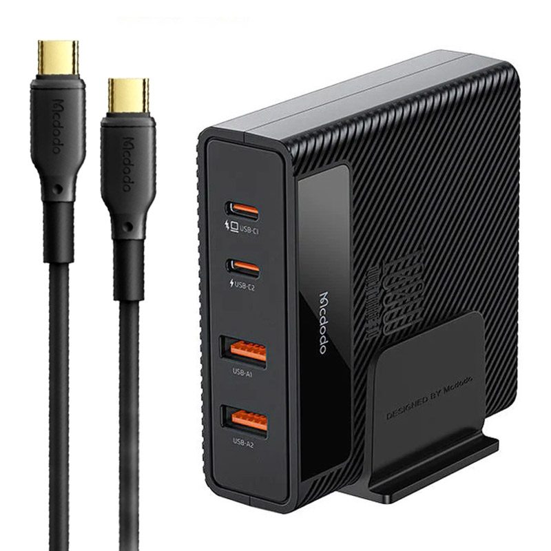 شارژر دیواری فست شارژ Mcdodo CH-1802 4Port GaN 5A QC4.0 PD3.0 100W + کابل تبدیل تایپ سی شارژر دیواری فست شارژ Mcdodo CH-1802 4Port GaN 5A QC4.0 PD3.0 100W + کابل تبدیل تایپ سی