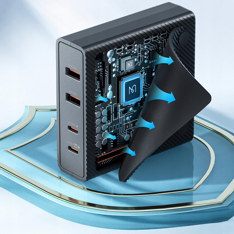 شارژر دیواری فست شارژ Mcdodo CH-1802 4Port GaN 5A QC4.0 PD3.0 100W + کابل تبدیل تایپ سی شارژر دیواری فست شارژ Mcdodo CH-1802 4Port GaN 5A QC4.0 PD3.0 100W + کابل تبدیل تایپ سی