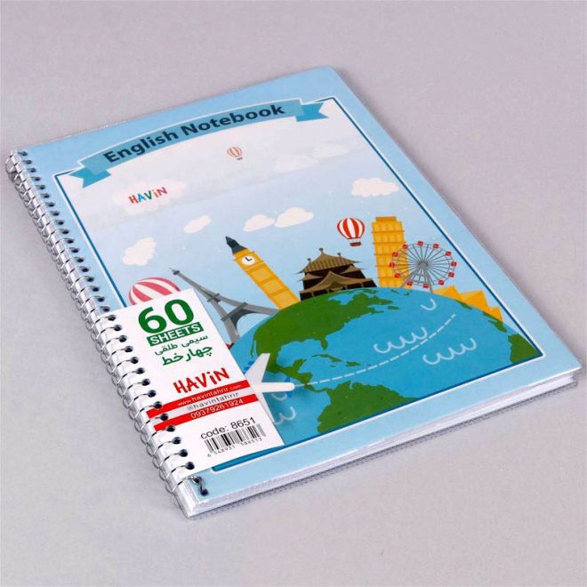 دفتر سیمی 60 برگ 4 خط هاوین کد 8651