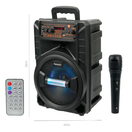 اسپیکر چمدانی بلوتوثی رم و فلش خور Galexbit GS-14 + میکروفون و ریموت کنترل