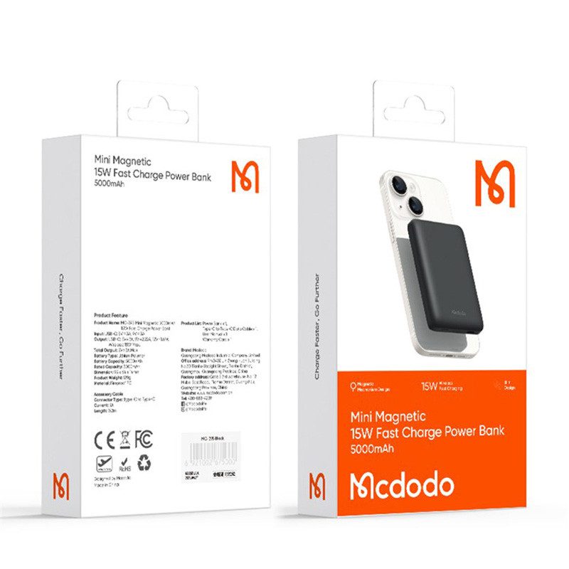 پاور بانک بی سیم فست شارژ 5000 مک دودو Mcdodo MC-395 PD 15W