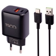 شارژر دیواری فست شارژ TSCO TTC 65 QC3.0 PD 3A 20W + کابل تایپ سی