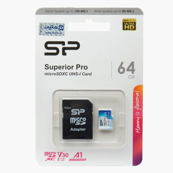 رم میکرو ۶۴ گیگ سیلیکون پاور Silicon Power Superior Pro A1 V30 U3 100MB/s + خشاب