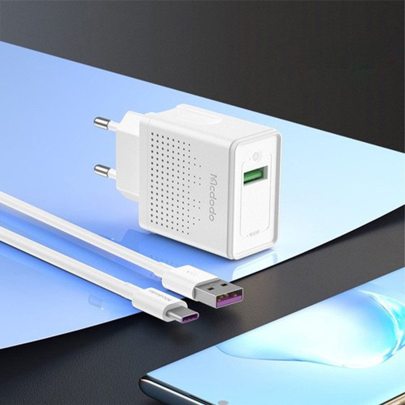 شارژر دیواری فست شارژ mcdodo ch-5750 qc3.0 pd 3a 18w + کابل تایپ سی شارژر دیواری فست شارژ mcdodo ch-5750 qc3.0 pd 3a 18w + کابل تایپ سی