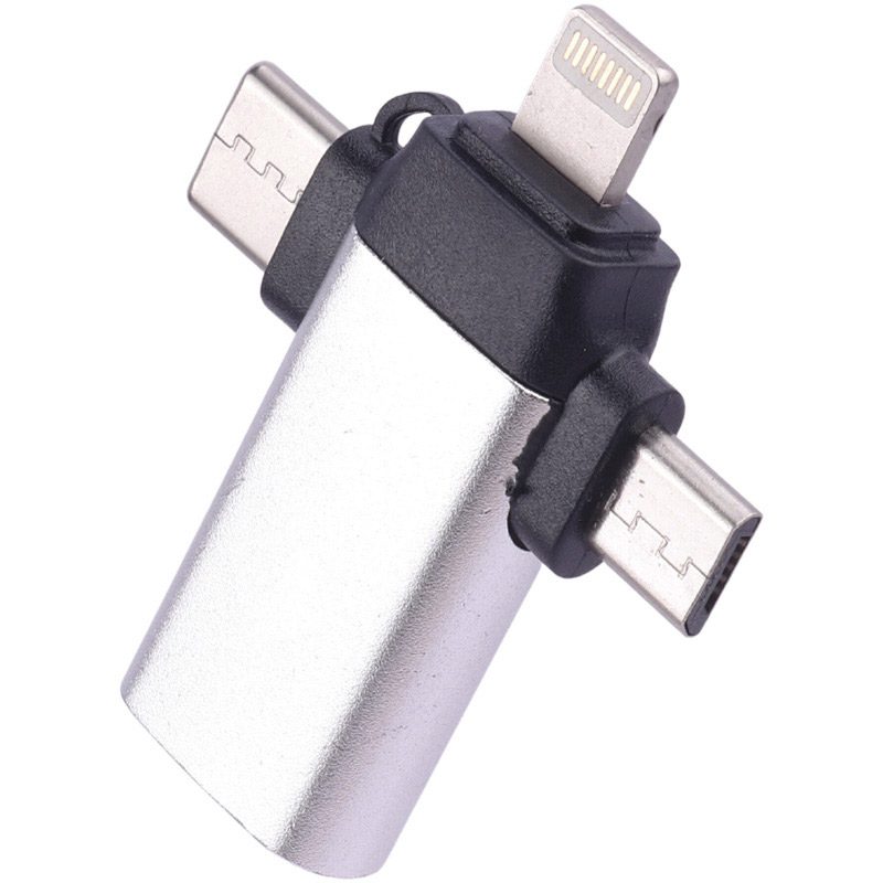 تبدیل jh-0519 otg usb to microusb / lightning / type-c تبدیل jh-0519 otg usb to microusb / lightning / type-c