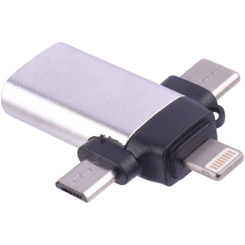 تبدیل jh-0519 otg usb to microusb / lightning / type-c تبدیل jh-0519 otg usb to microusb / lightning / type-c