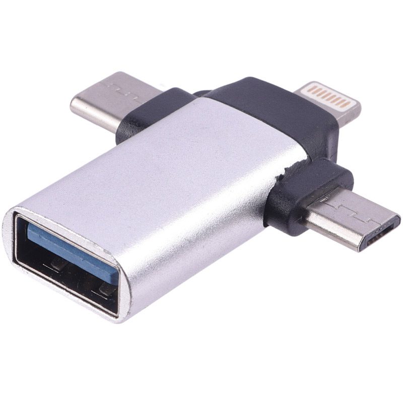 تبدیل jh-0519 otg usb to microusb / lightning / type-c تبدیل jh-0519 otg usb to microusb / lightning / type-c
