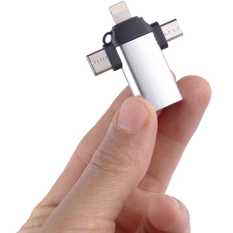 تبدیل jh-0519 otg usb to microusb / lightning / type-c تبدیل jh-0519 otg usb to microusb / lightning / type-c