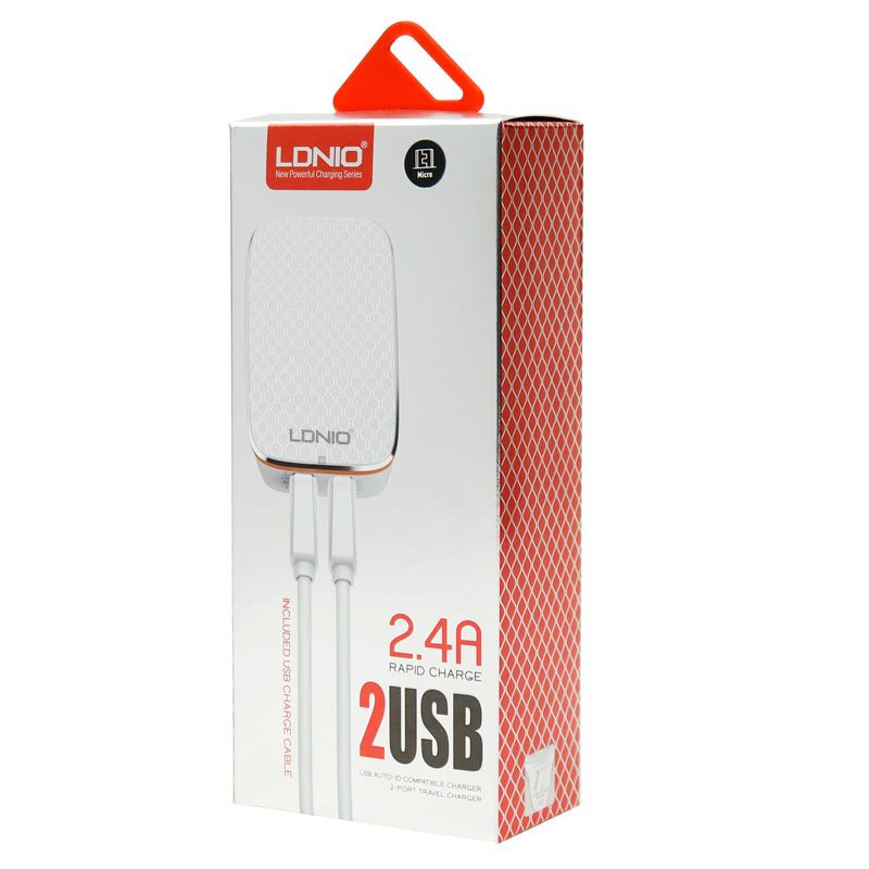 شارژر دیواری ldnio a2204 2port 2.4a 12w + کابل میکرو یو اس بی شارژر دیواری ldnio a2204 2port 2.4a 12w + کابل میکرو یو اس بی