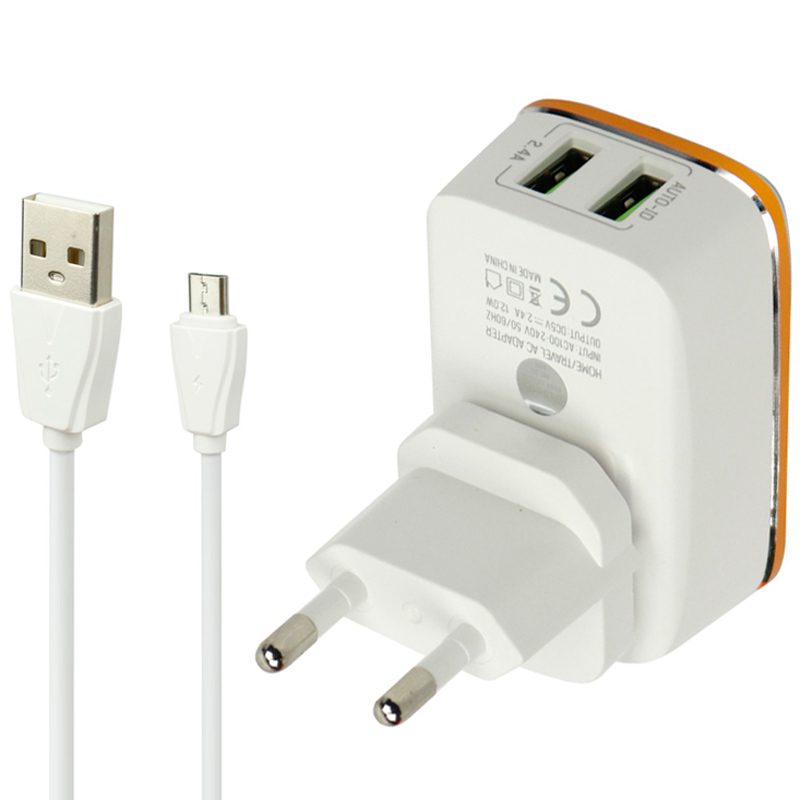 شارژر دیواری ldnio a2204 2port 2.4a 12w + کابل میکرو یو اس بی شارژر دیواری ldnio a2204 2port 2.4a 12w + کابل میکرو یو اس بی
