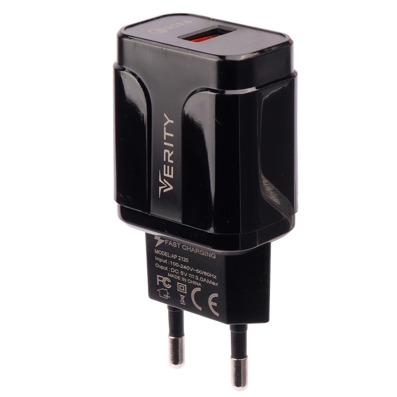 شارژر دیواری فست شارژ verity ap-2120 qc3.0 3a 18w + کابل تایپ سی شارژر دیواری فست شارژ verity ap-2120 qc3.0 3a 18w + کابل تایپ سی