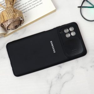 قاب سیلیکونی TPU محافظ لنزدار کشویی Samsung F62 دارک