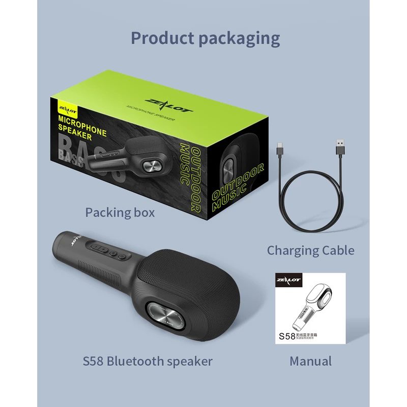 اسپیکر میکروفونی بلوتوثی زیلوت مدل s58