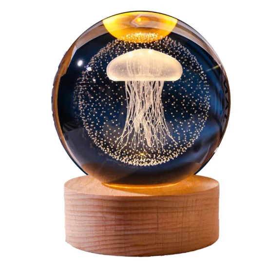 چراغ خواب گوی کریستال 3d طرح عروس دریایی