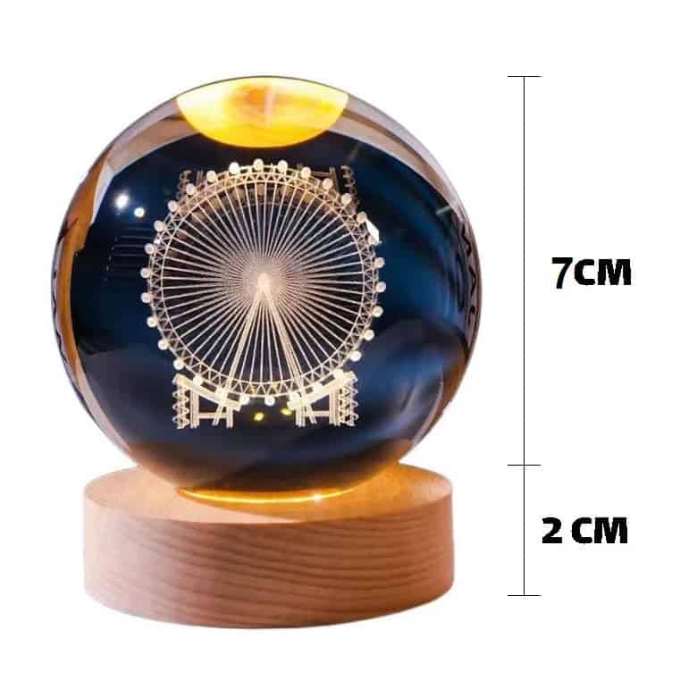 چراغ خواب گوی کریستال طرح چرخ و فلک 3d