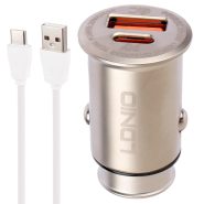 شارژر فندکی فست شارژ ldnio c506q qc4.0 pd 5a 30w + کابل تایپ سی