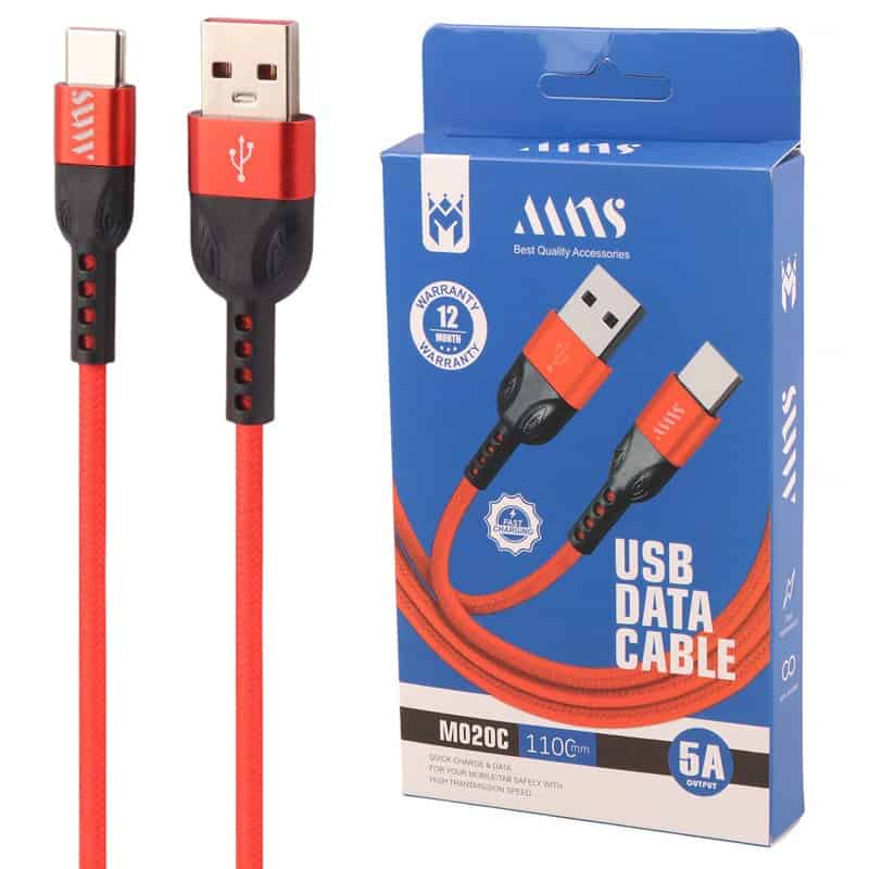 کابل تایپ سی فست شارژ mns m020c 5a 1.1m