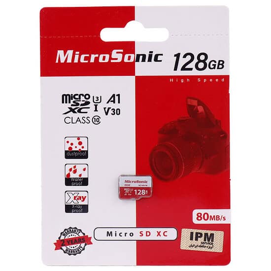 رم میکرو 128 گیگ میکروسونیک microsonic 533x a1 v30 u3 c10 80mb/s