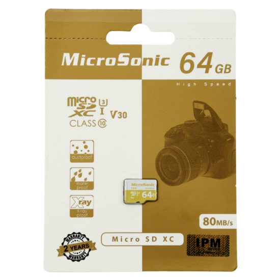 رم میکرو 64 گیگ میکروسونیک microsonic 533x v30 u3 c10 80mb/s