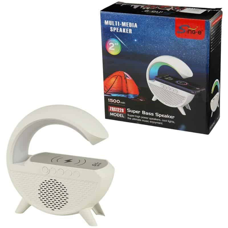 شارژر بی سیم و چراغ رومیزی اسپیکر دار Sing-E ZQS1228 شارژر بی سیم و چراغ رومیزی اسپیکر دار Sing-E ZQS1228