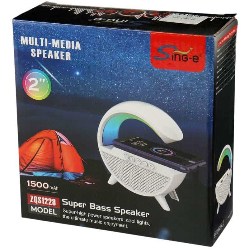 شارژر بی سیم و چراغ رومیزی اسپیکر دار Sing-E ZQS1228 شارژر بی سیم و چراغ رومیزی اسپیکر دار Sing-E ZQS1228