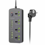 چند راهی 4 خانه برق ارت دار ارلدام ES-SC11 با کابل 2 متری + شارژر USB و Type-C