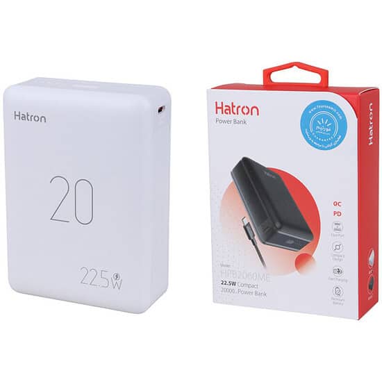 پاور بانک فست شارژ هترون HPB2060ME PD QC 22.5W ظرفیت 20000 میلی آمپر ساعت