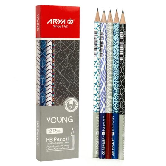 مداد مشکی طرح دار آریا Arya 3044 بسته 12 عددی