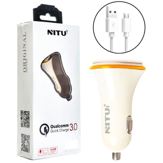 شارژر فندکی 18 وات نیتو NT-CC802F + کابل میکرو یو اس بی