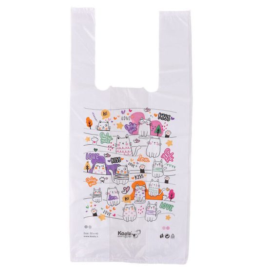 نایلون دسته دار کوالا طرح فانتزی سایز 40*30 سانتی متر بسته 100 عددی