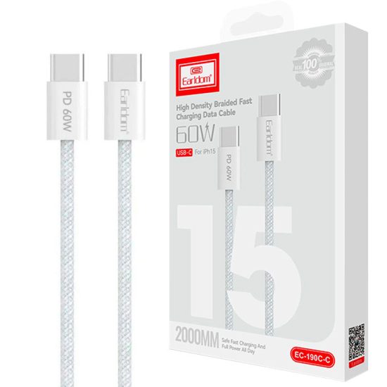 کابل دو سر تایپ سی فست شارژ 60 وات ارلدام EC-190C-C طول 2 متر