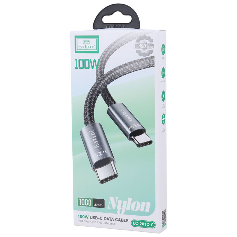 کابل دو سر تایپ سی فست شارژ 100 وات ارلدام EC-201C-C طول 1 متر