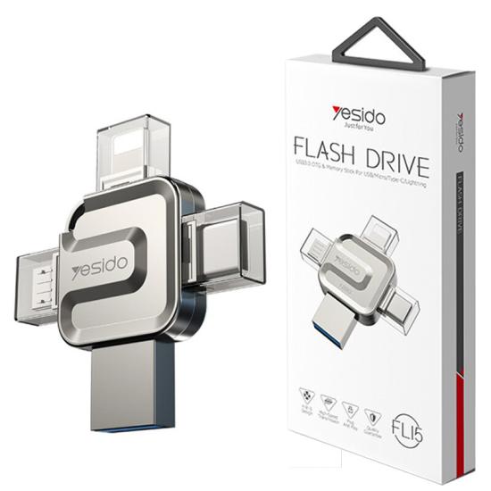فلش 256 گیگ یسیدو Yesido FL15 OTG Type-C / Micro USB / Lightning USB3.0