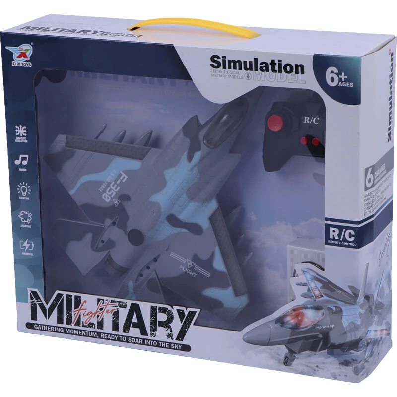 هواپیما جنگنده اسباب بازی کنترلی شارژی موزیکال دودزا Zi Di Toys F-350 Military کد 301383