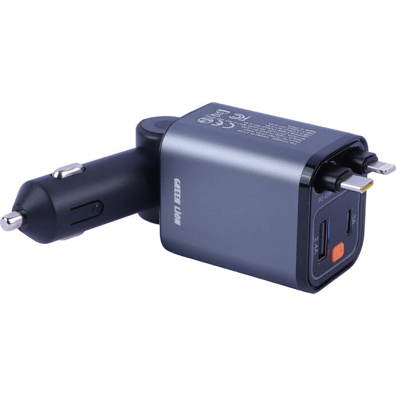 شارژر فندکی 45 وات گرین لاین Retractable GL-CC20 GNRTCC65WGY