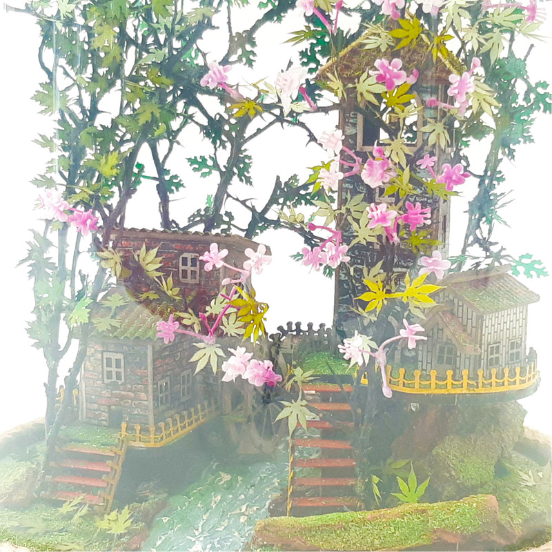 چراغ خواب هانسل وود مدل کلبه رویایی فصل بهار کد 30cm طرح آسیاب