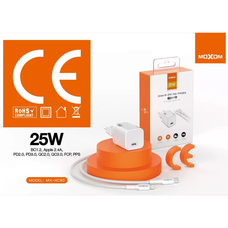 شارژر دیواری موکسوم مدل MX-HC80 به همراه کابل USB-C